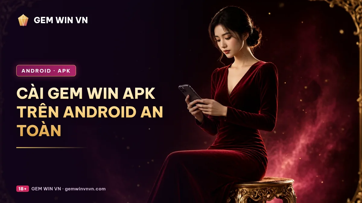 Người mẫu dùng điện thoại Android – cài Gemwin APK an toàn